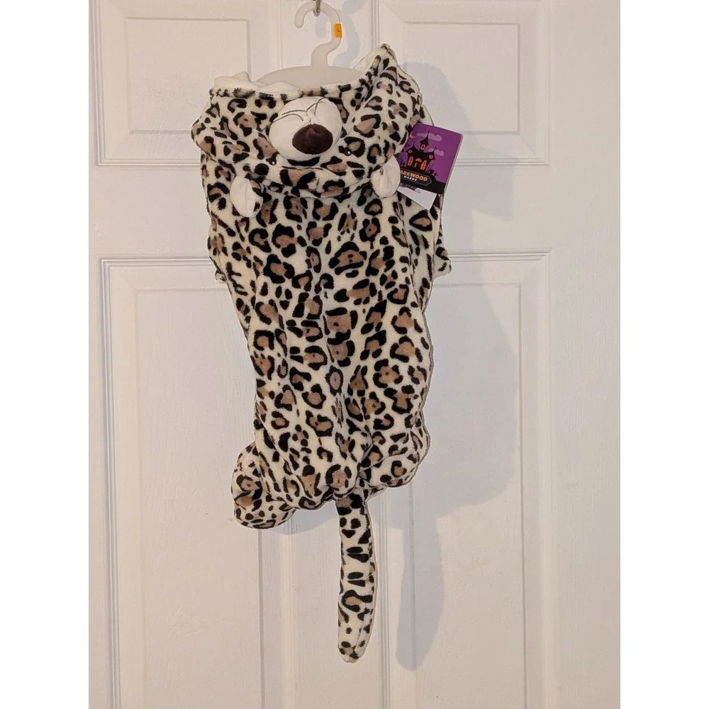 Barkwood Manor Leopard Dog Halloween Costume Plush‎ Hooded Jumpsuit Large NEW